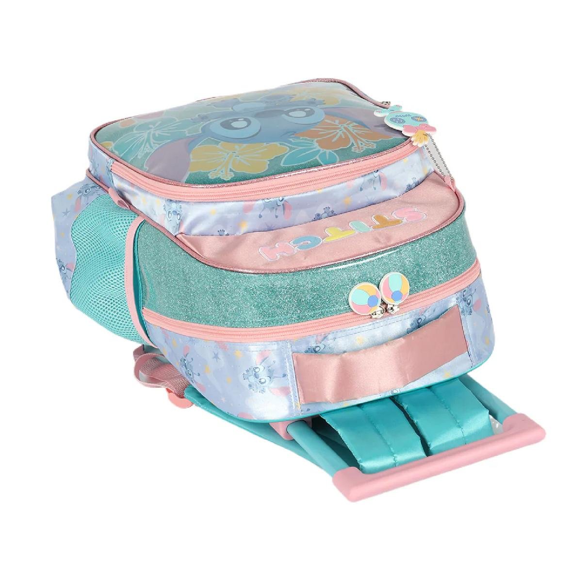 MOCHILA LUXCEL INFANTIL STITCH COM RODAS IC42402SC Turquesa 3