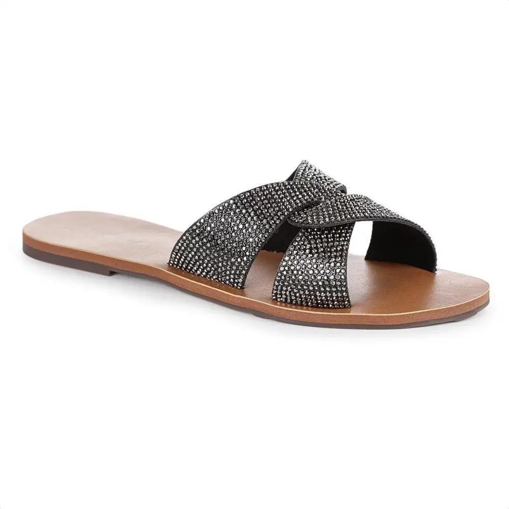 CHINELO SLIDE ANACAPRI FEMININO STRASS C300140231 Ônix 3
