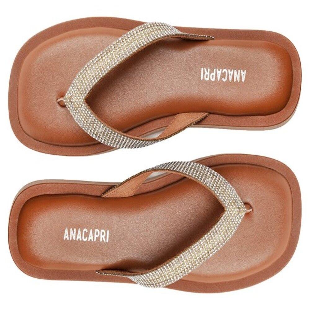 CHINELO FLATFORM ANACAPRI FEMININO STRASS C303530048 Prata/Marrom 3