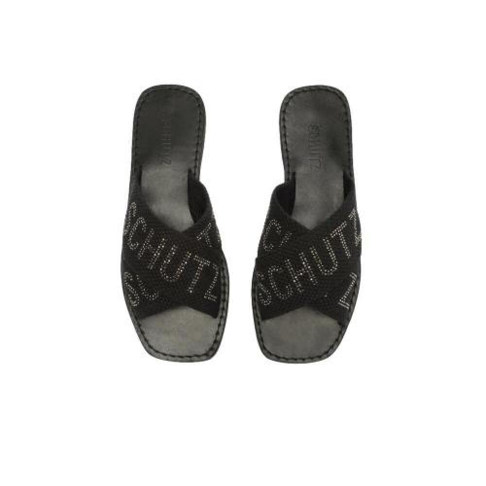 CHINELO SLIDE COURO FEMININO SCHUTZ STRASS S208890021 Preto 4