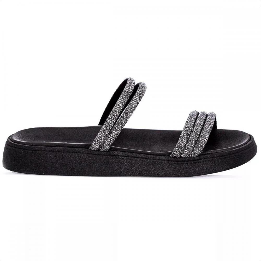 PAPETE FEMININA MOLECA STRASS 5469.135 Preto/Grafite 3