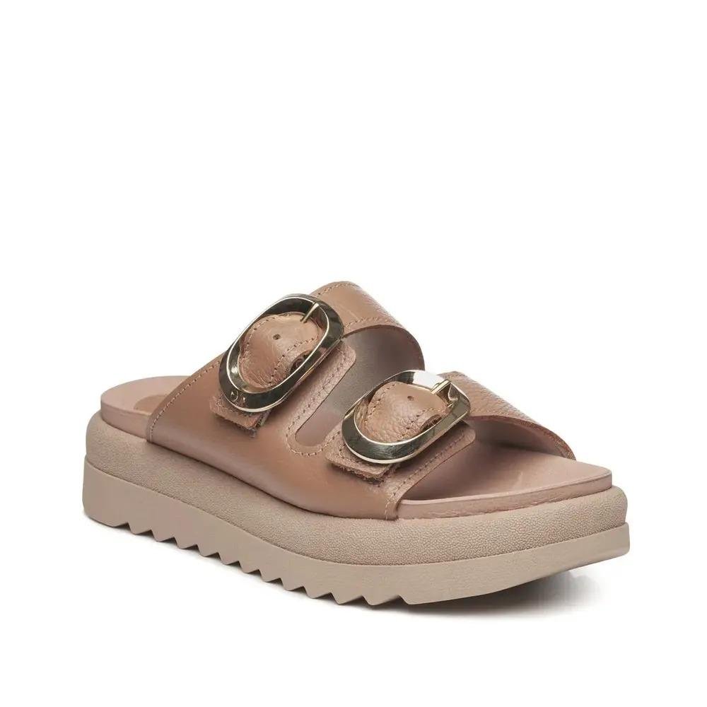 CHINELO SLIDE COURO FEMININO PEGADA 234405 Caramelo 2