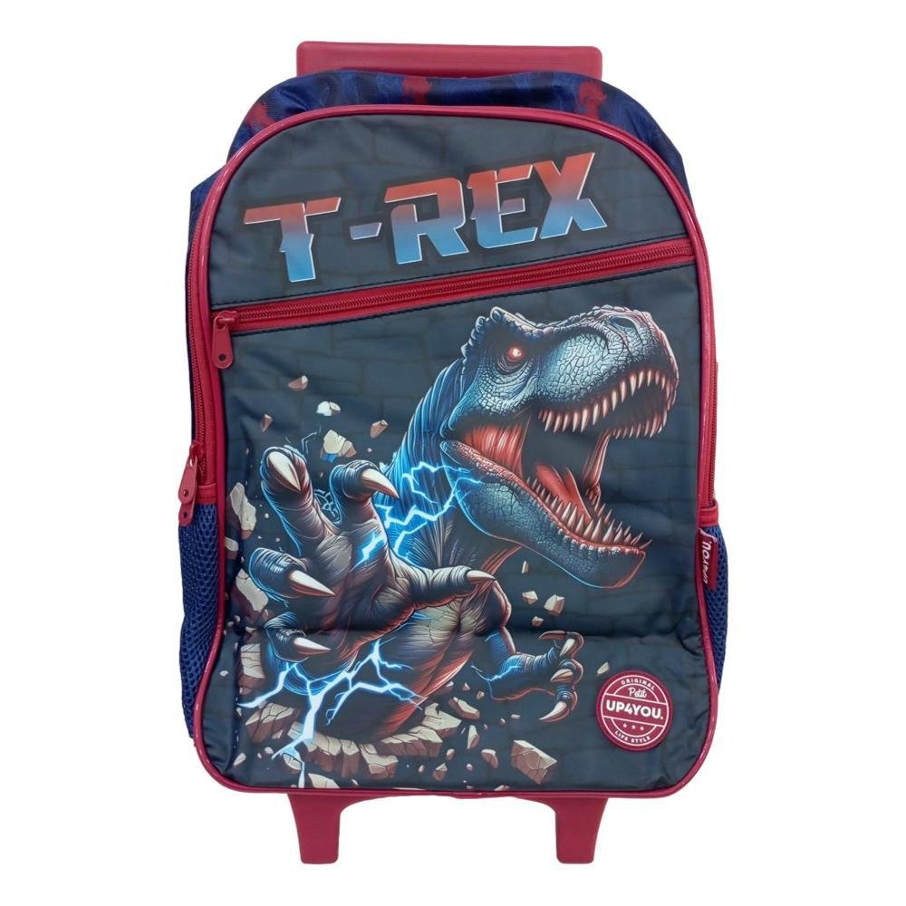 MOCHILA LUXCEL UP4YOU INFANTIL T-REX COM RODAS IC42072UP Azul 3