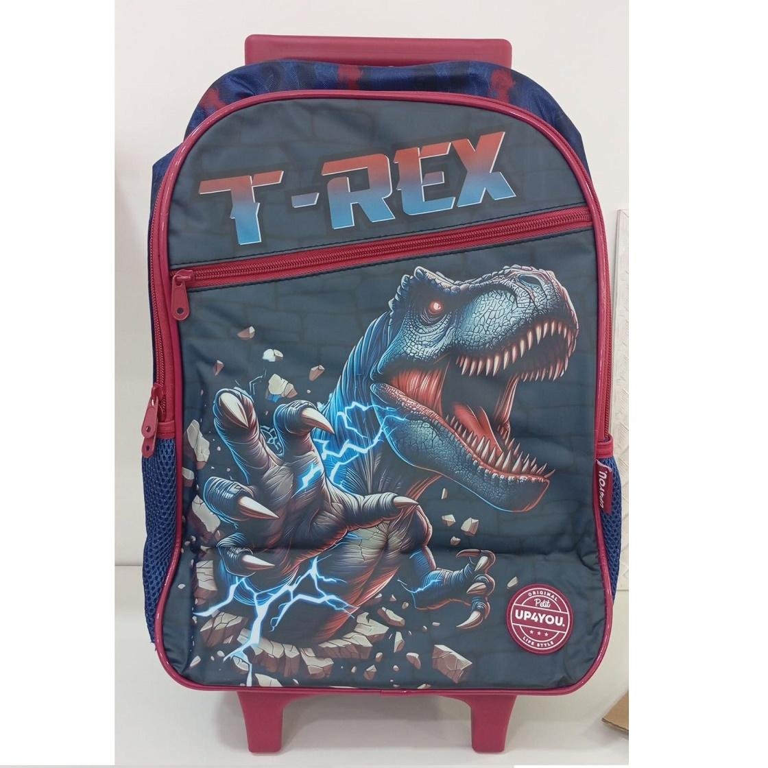 MOCHILA LUXCEL UP4YOU INFANTIL T-REX COM RODAS IC42072UP Azul 4