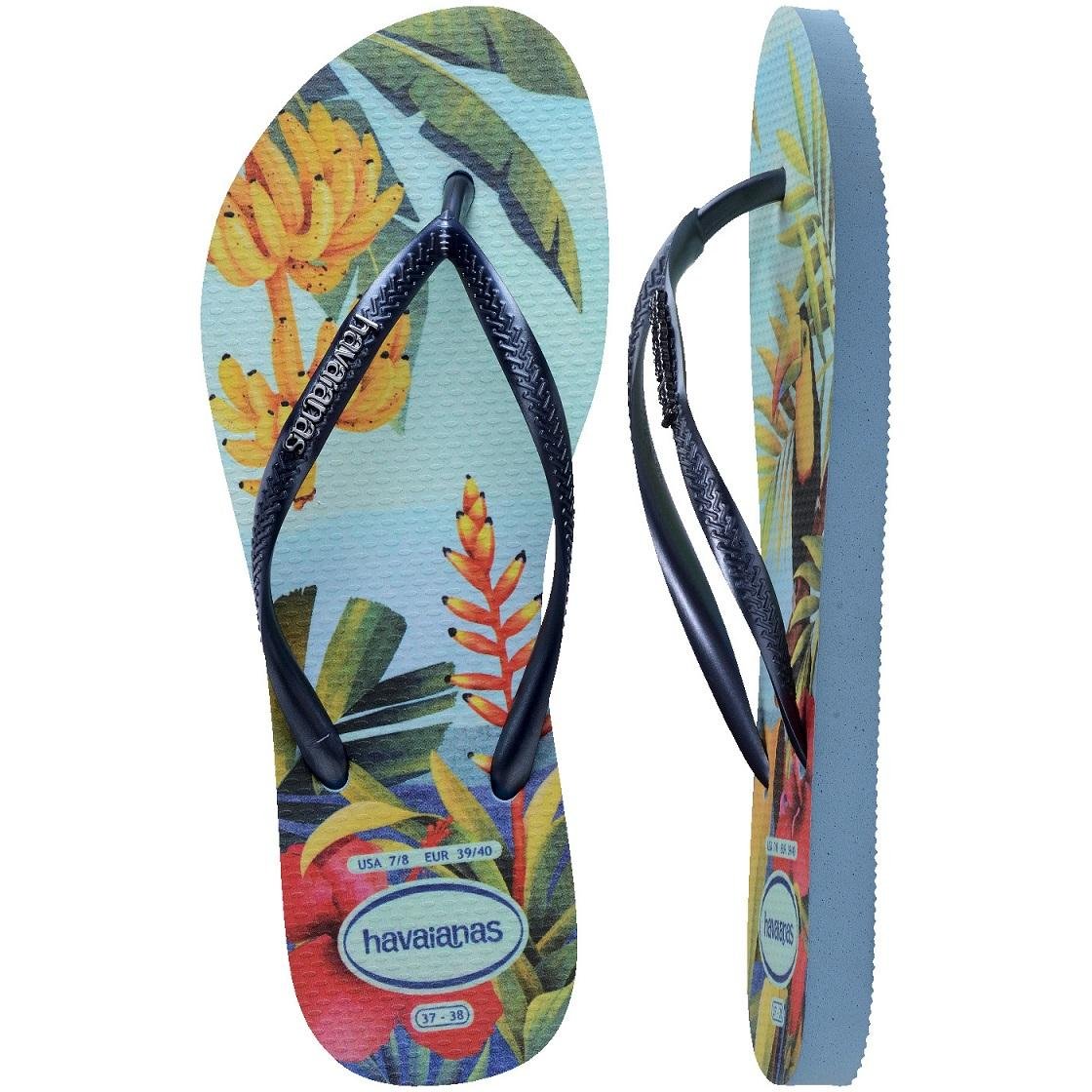 CHINELO HAVAIANAS FEMININO SLIM TROPICAL 4122111 Azul/Verde 5