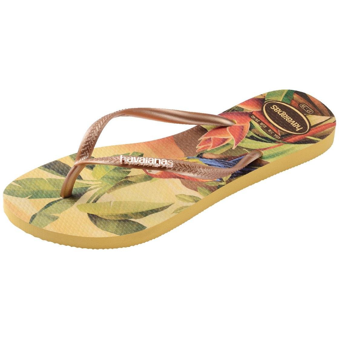 CHINELO HAVAIANAS FEMININO SLIM TROPICAL 4122111 Amarelo/Verde 6