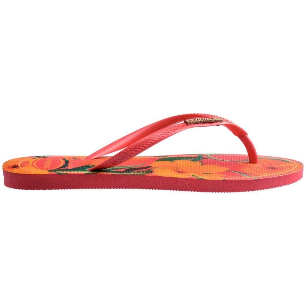 CHINELO HAVAIANAS FEMININO SLIM TROPICAL 4122111 Coral/Verde 3
