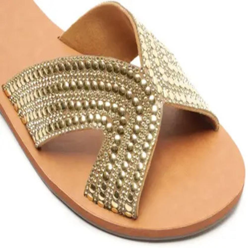 CHINELO ANACAPRI SLIDE STRASS FEMININO C300140382 Dourado 4