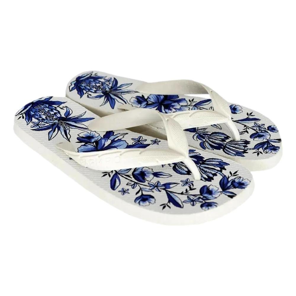 CHINELO FEMININO FARM XILO TROPICAL J100880023 Branco/Azul 2