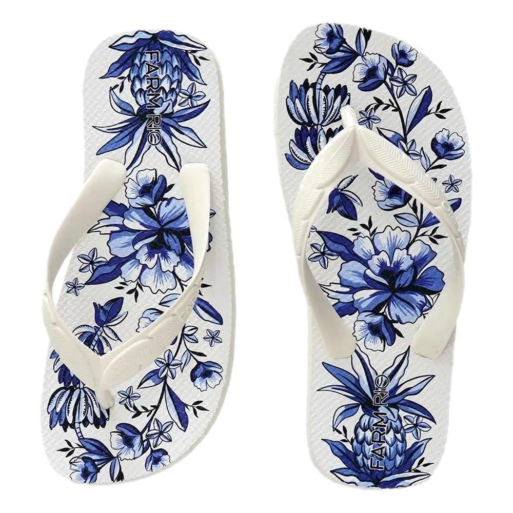 CHINELO FEMININO FARM XILO TROPICAL J100880023 Branco/Azul 3