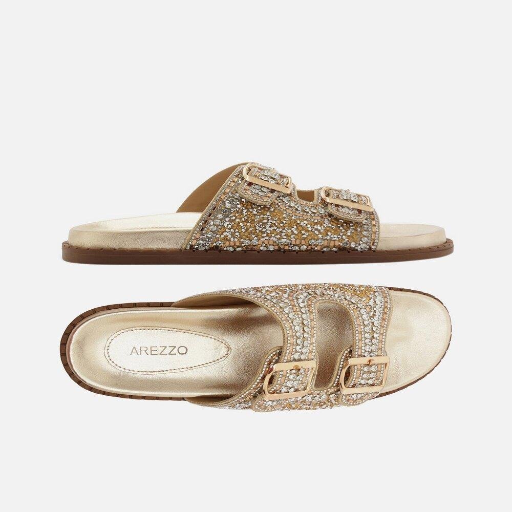 PAPETE FEMININA AREZZO STRASS A131300007 Dourado/Prata 4