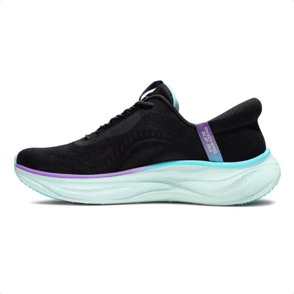 TÊNIS FEMININO SKECHERS SKECH CLOUD PERFECTLY PLUSH 150560 Preto/Roxo/Verde Água 2