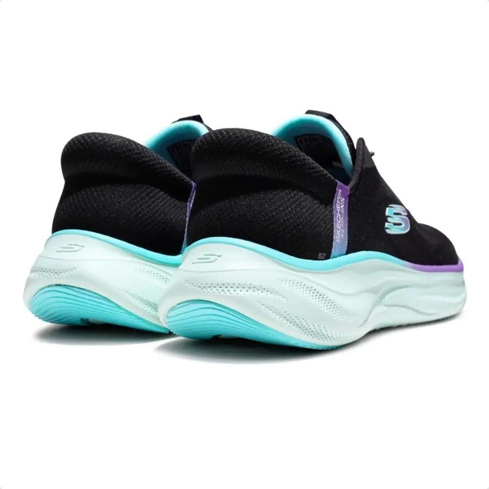 TÊNIS FEMININO SKECHERS SKECH CLOUD PERFECTLY PLUSH 150560 Preto/Roxo/Verde Água 4