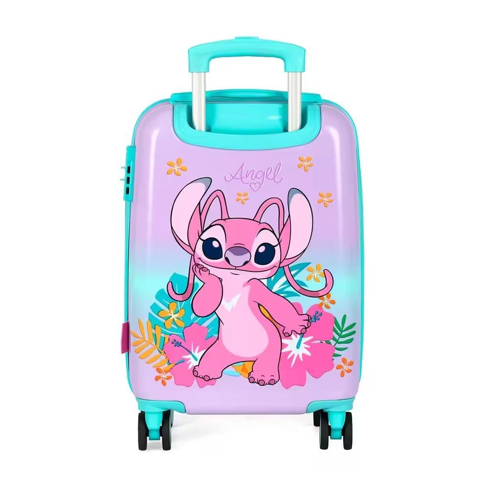 MALA DE BORDO LUXCEL STITCH E ANGEL COM RODAS INFANTIL FEMININA MF10535SC Rosa 3