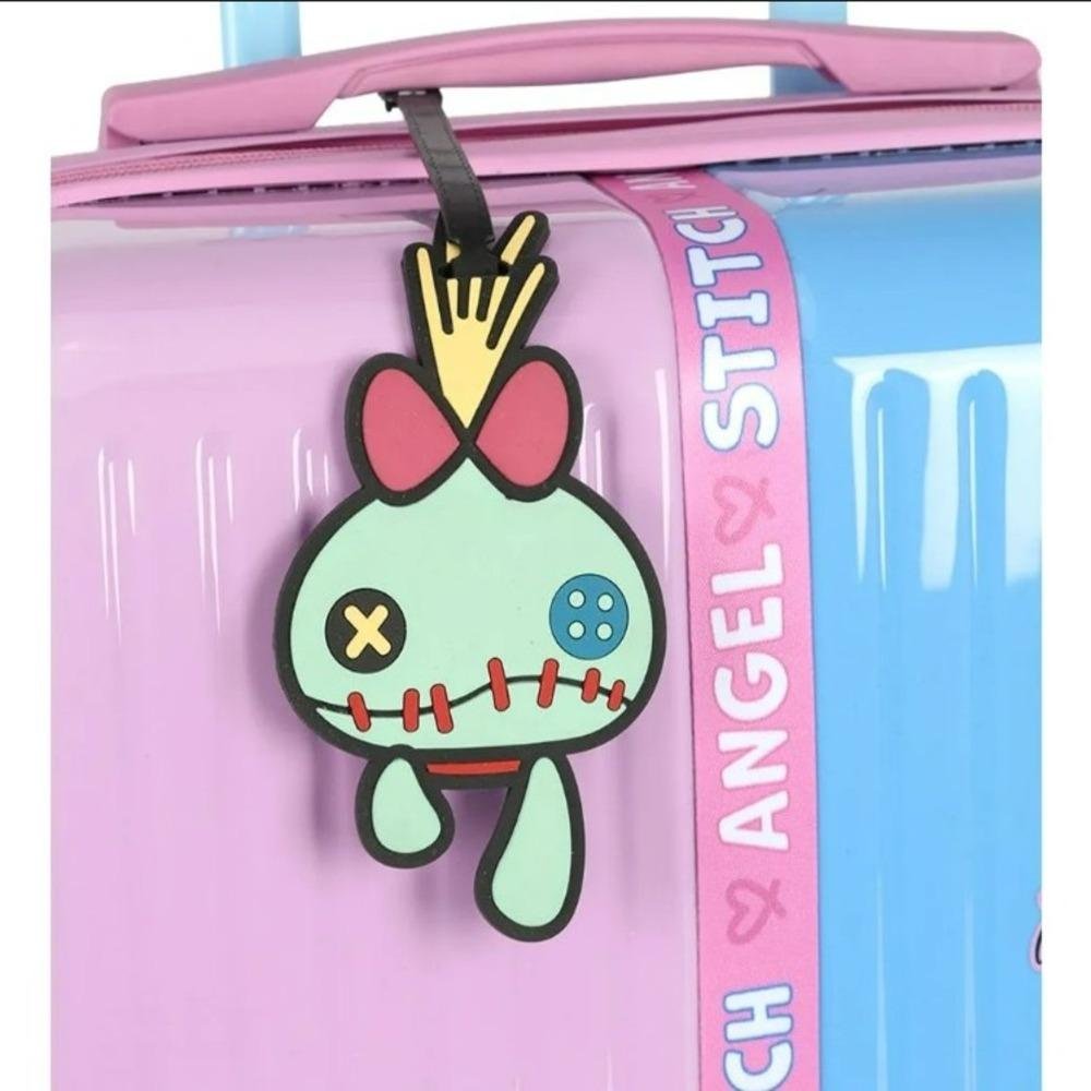 MALA DE BORDO STITCH E ANGEL LUXCEL INFANTIL FEMININA COM RODAS MF10534SC Rosa/Azul 2