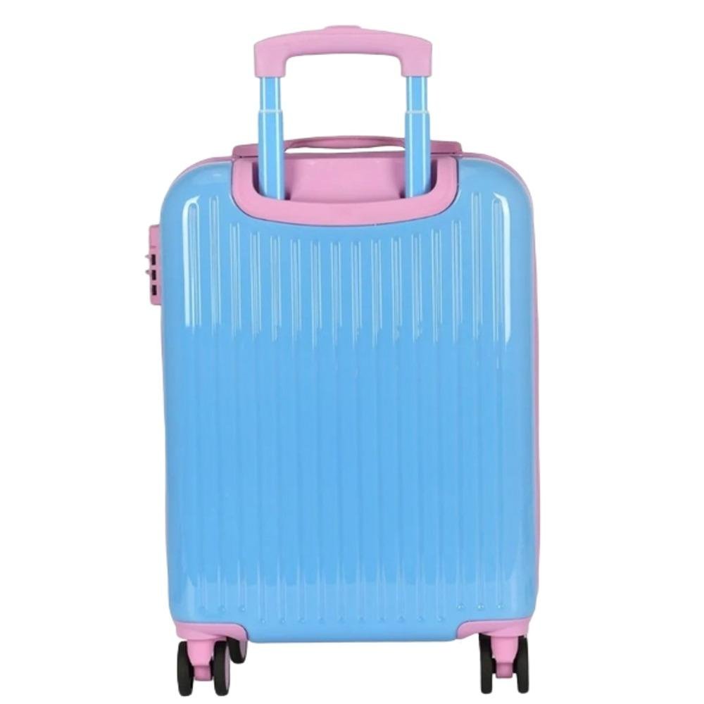 MALA DE BORDO STITCH E ANGEL LUXCEL INFANTIL FEMININA COM RODAS MF10534SC Rosa/Azul 5