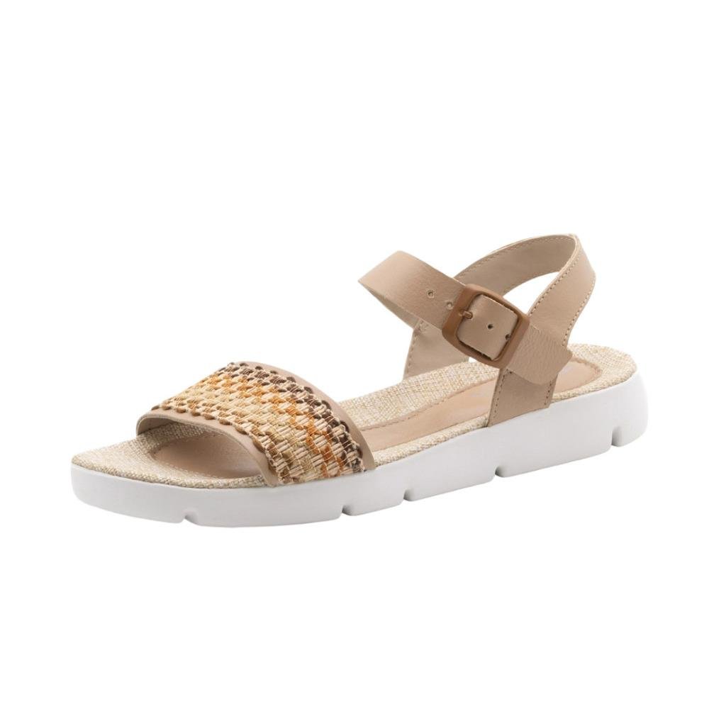 SANDÁLIA ANDACCO FLATFORM COURO FEMININO 1199 Bege 2