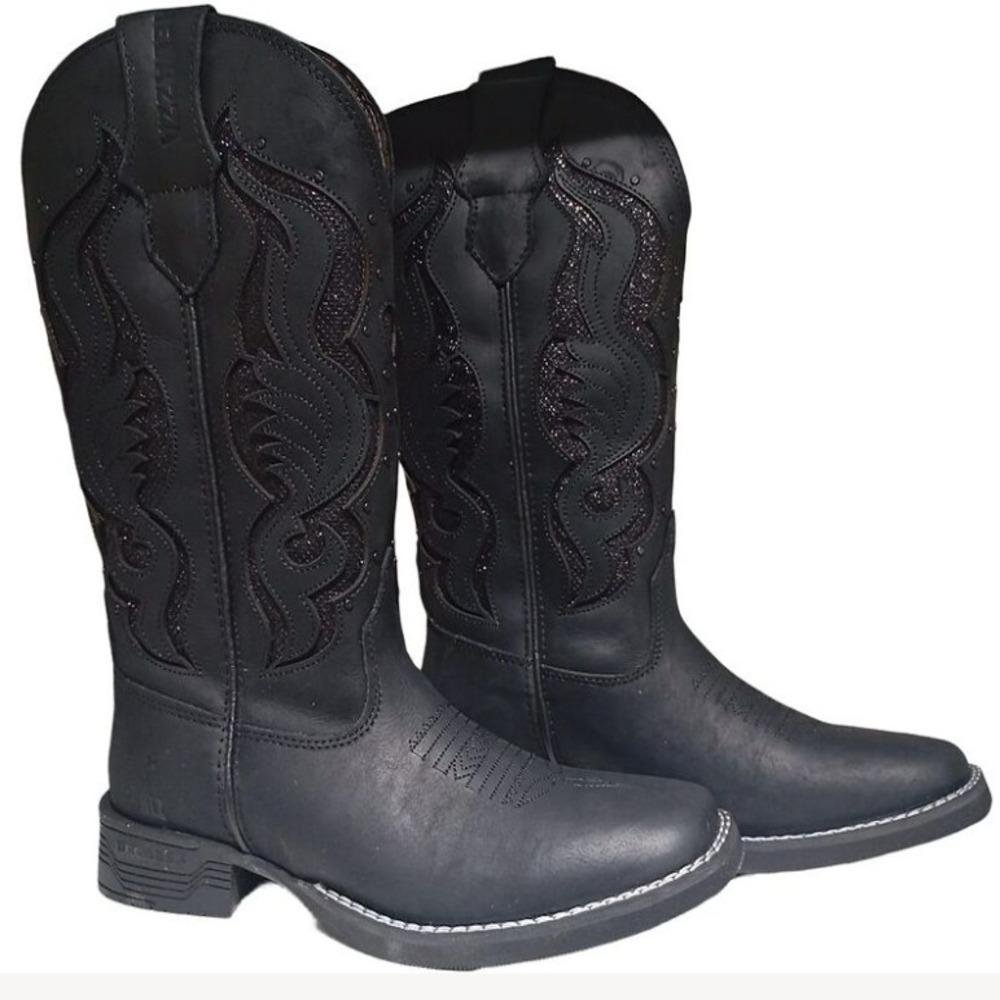 BOTA MONTARIA COURO HELAZZA FEMININA 60925 Preto 3