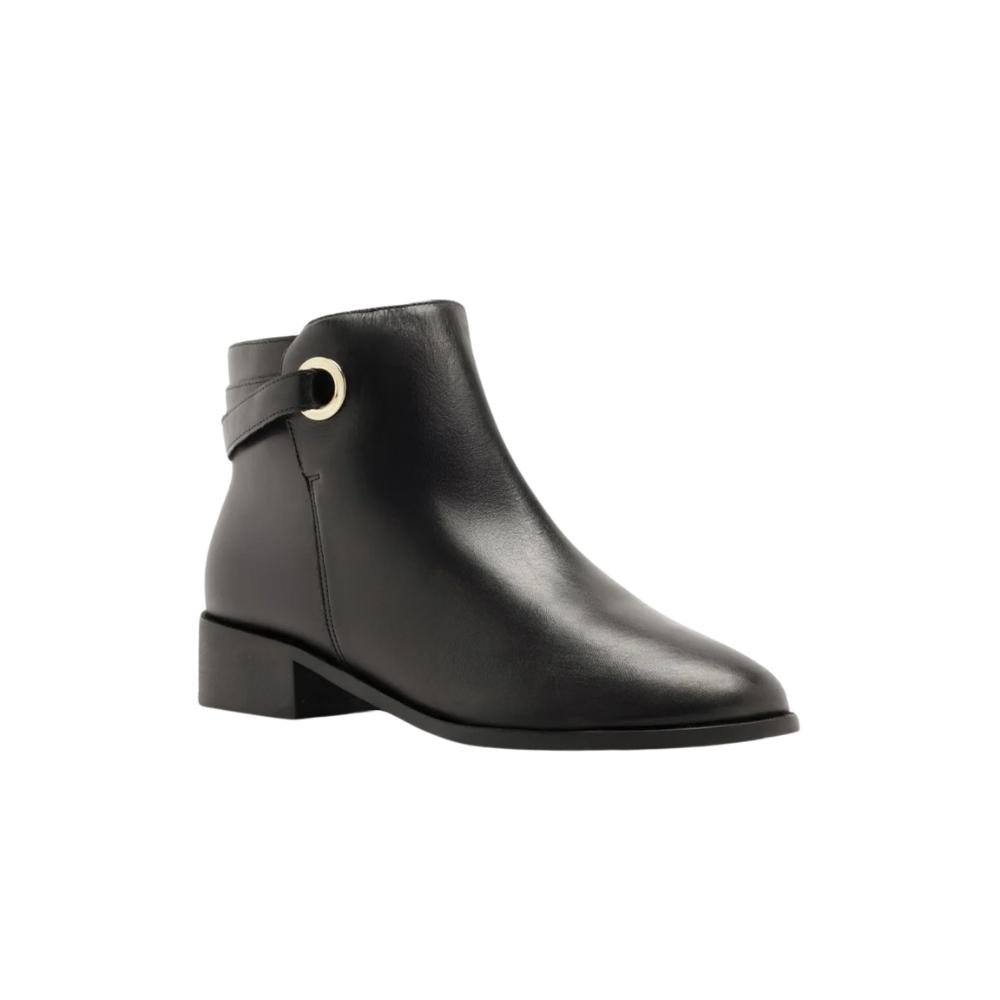 BOTA CANO AREZZO CURTO COURO FEMININA TIRA ILHÓS A137610003 Preto 2