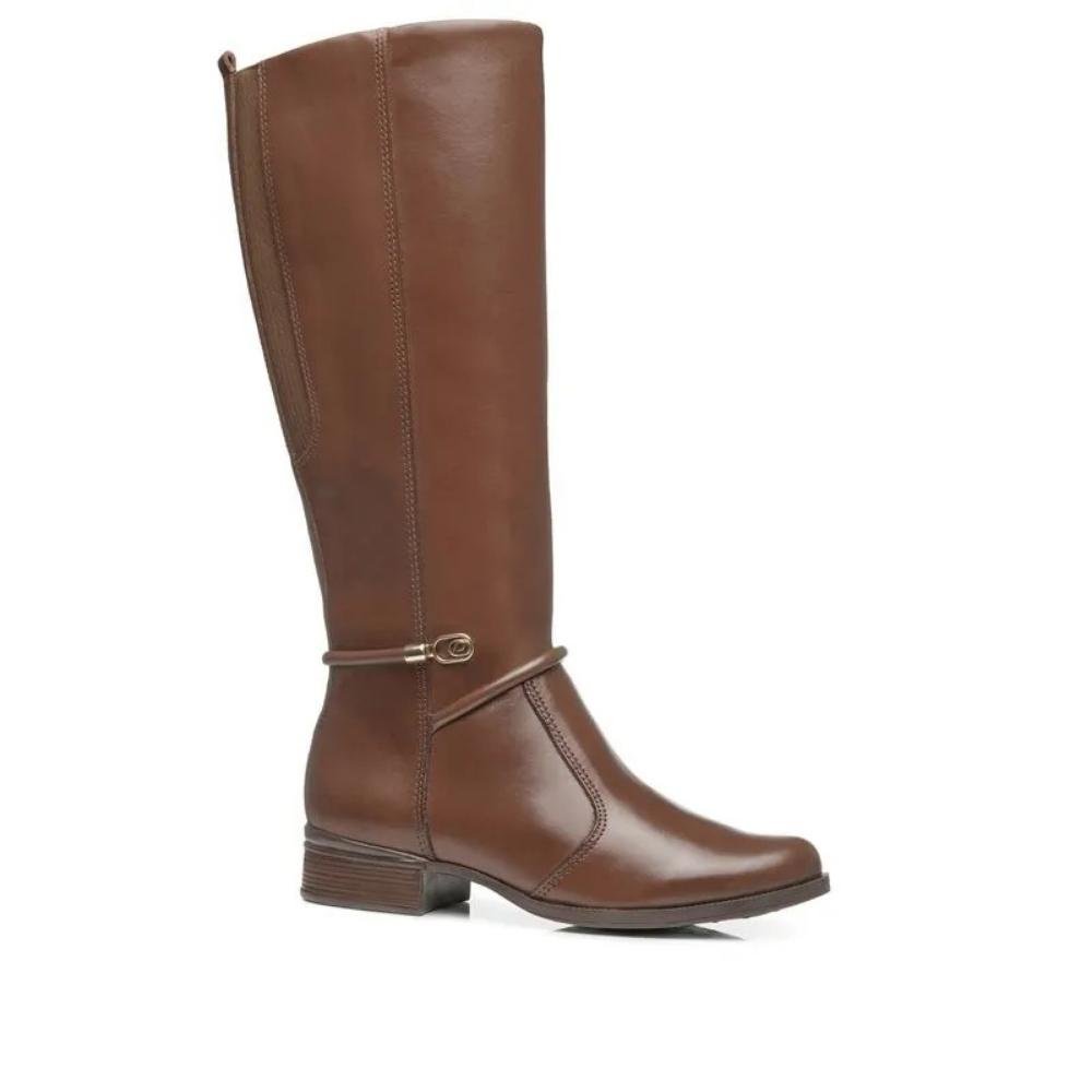 BOTA PEGADA CANO LONGO COURO FEMININA 282064 Marrom 2