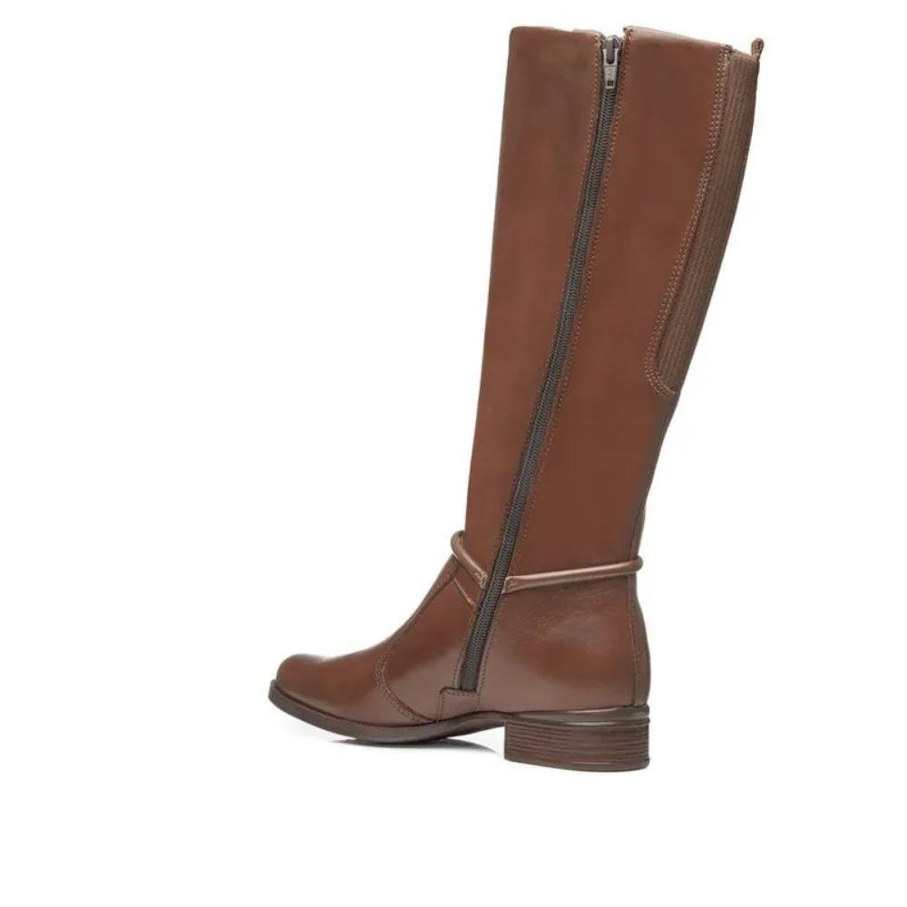 BOTA PEGADA CANO LONGO COURO FEMININA 282064 Marrom 3