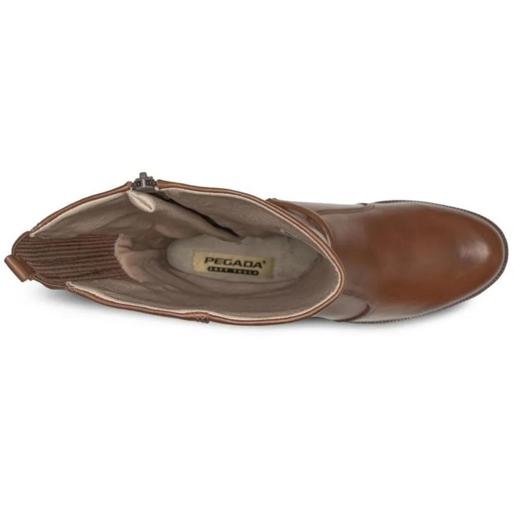 BOTA PEGADA CANO LONGO COURO FEMININA 282064 Marrom 5