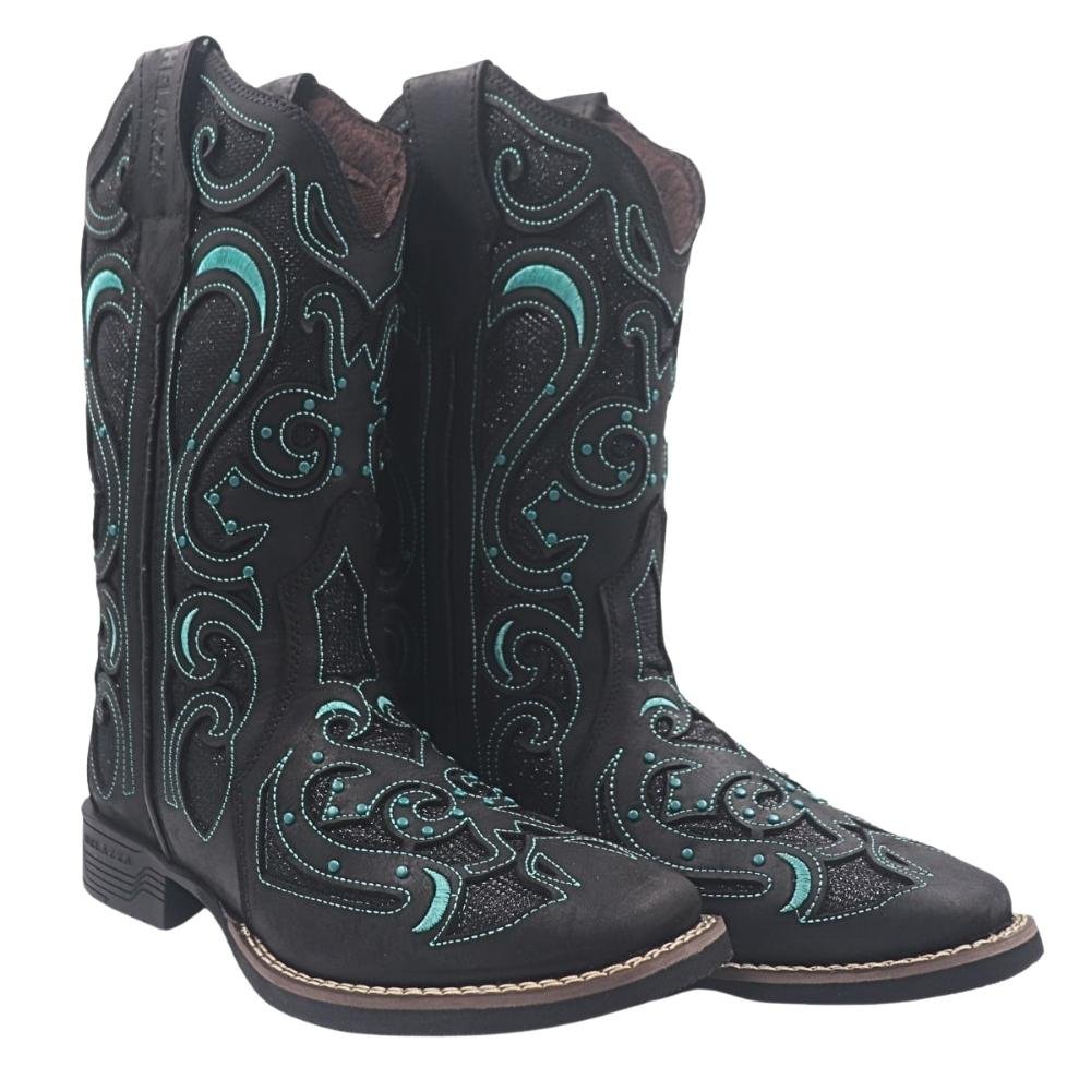 BOTA MONTARIA COURO FEMININA HELAZZA 4625 Preto 3