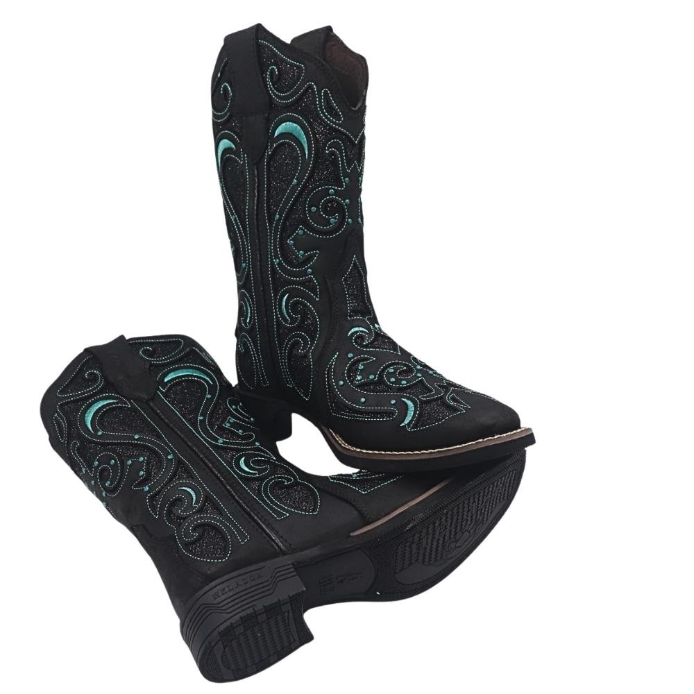 BOTA MONTARIA COURO FEMININA HELAZZA 4625 Preto 4