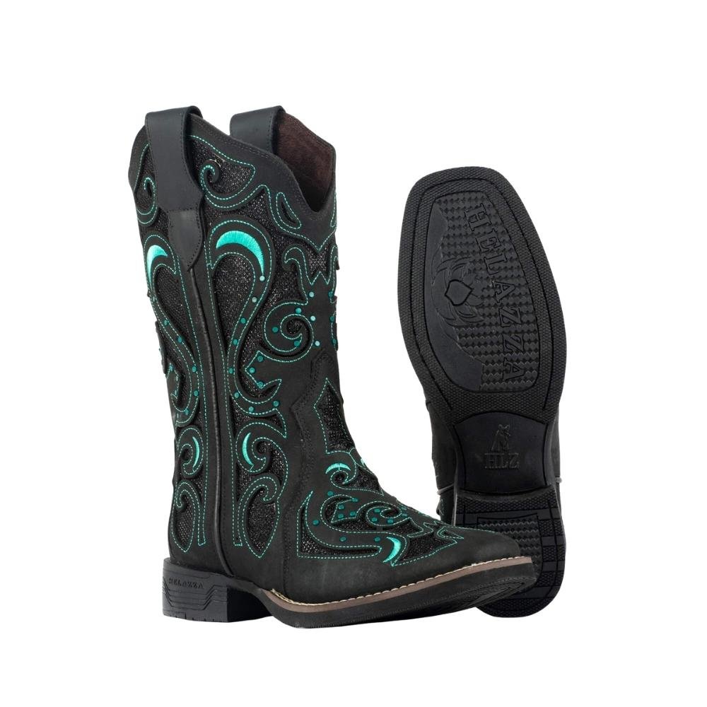 BOTA MONTARIA COURO FEMININA HELAZZA 4625 Preto 5