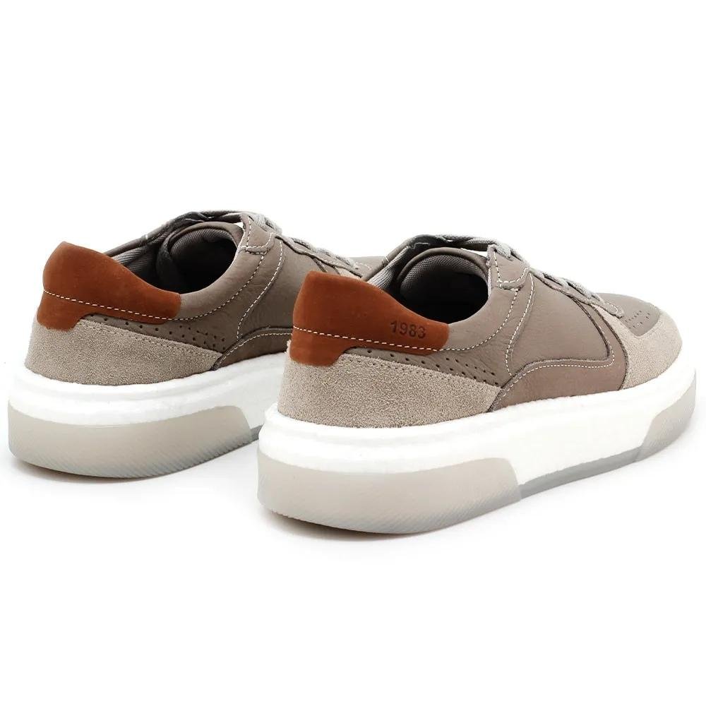 SAPATÊNIS DEMOCRATA CASUAL COURO MASCULINO BEAT PULSE 623101 Cinza 3
