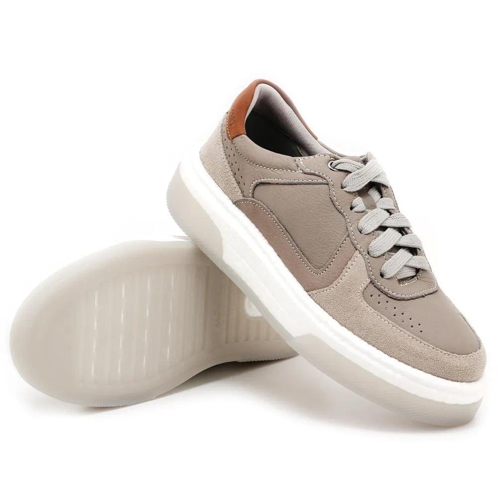 SAPATÊNIS DEMOCRATA CASUAL COURO MASCULINO BEAT PULSE 623101 Cinza 4