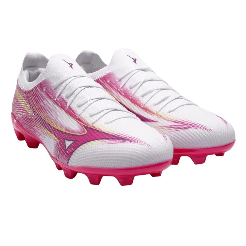 CHUTEIRA MIZUNO CAMPO ALPHA CLUB MD MASCULINO 107161161 Branco/Rosa 3