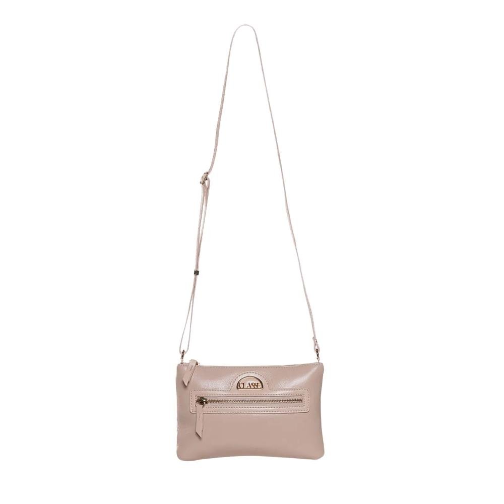 BOLSA CLASSE CROOSBODY COURO FEMININO 3535 Bege 3