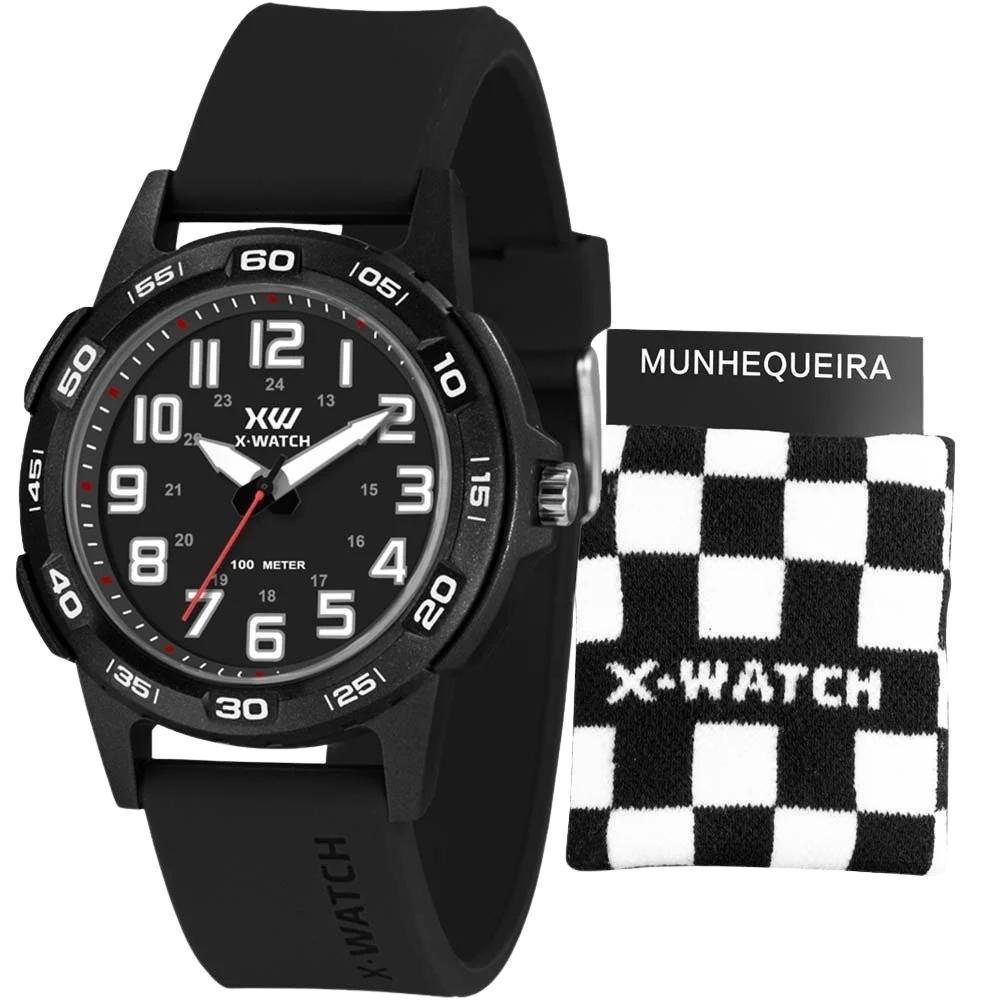 KIT RELÓGIO ANALÓGICO X-WATCH COM MUNHEQUEIRA MASCULINO XMPP0051K0BIP2P