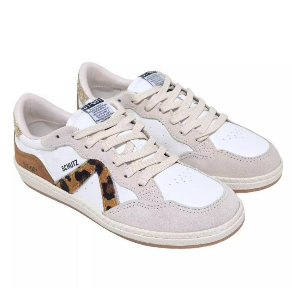 TÊNIS SCHUTZ ST-001 CAMURÇA/ONÇA CASUAL FEMININO S2185300014 Branco 2