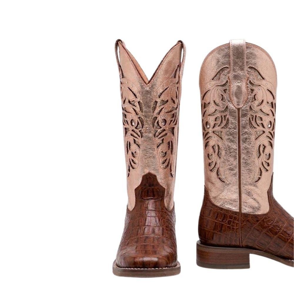 BOTA HELAZZA MONTARIA COURO FEMININA JACARÉ 62326 Marrom 3