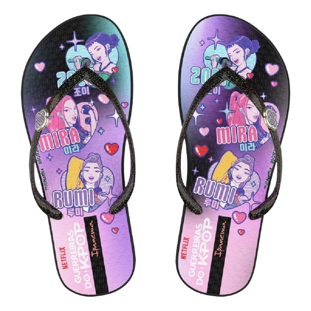 CHINELO IPANEMA GUERREIRAS DO K-POP HUNTRIX INFANTIL MENINA 27608 Preto 2