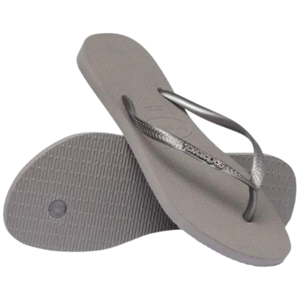 CHINELO HAVAIANAS SLIM LOGO METALLIC FEMININO 4119875 Cinza 4