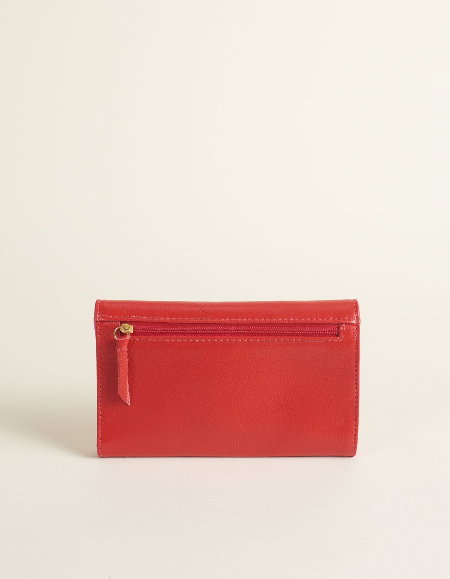 Carteira Couro Dobras Via Mia - Vermelho Vermelho 2