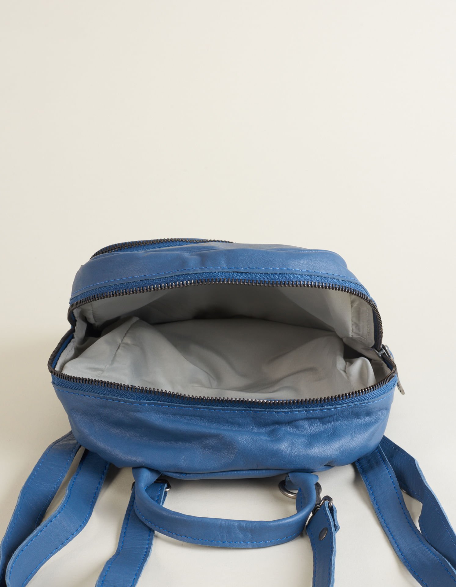 Mochila Pequena Couro - Jeans Azul 4