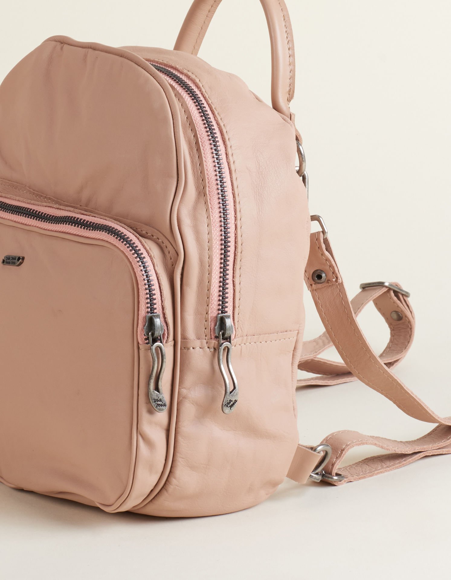 Mochila Pequena Couro - Areia Bege 2