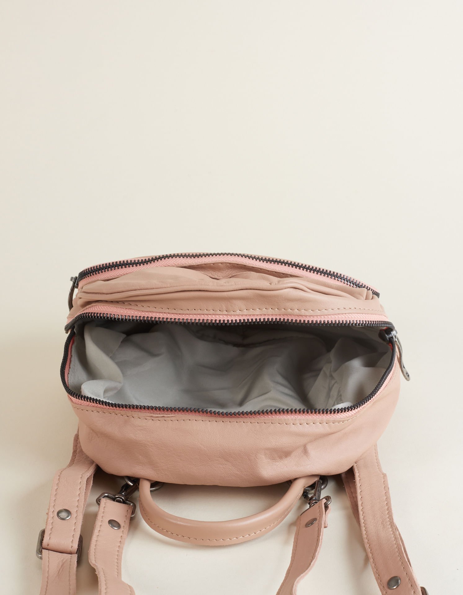 Mochila Pequena Couro - Areia Bege 3
