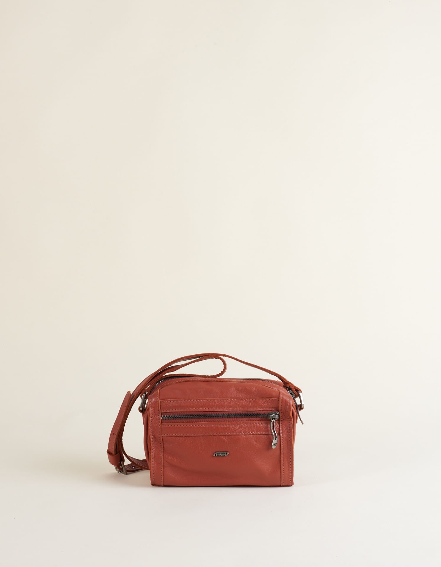 Bolsa Pequena Couro Zíper - Camel Marrom 1