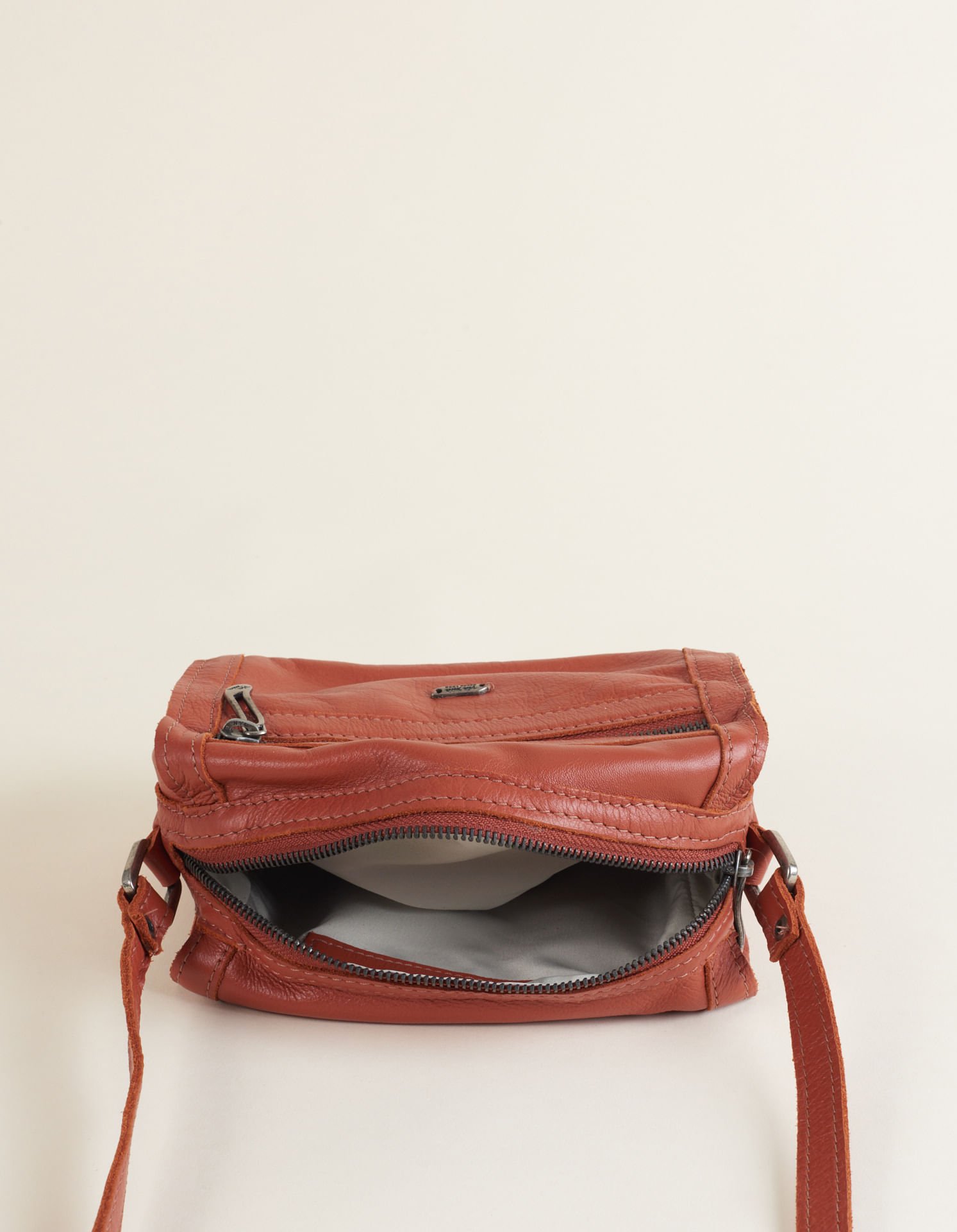 Bolsa Pequena Couro Zíper - Camel Marrom 3