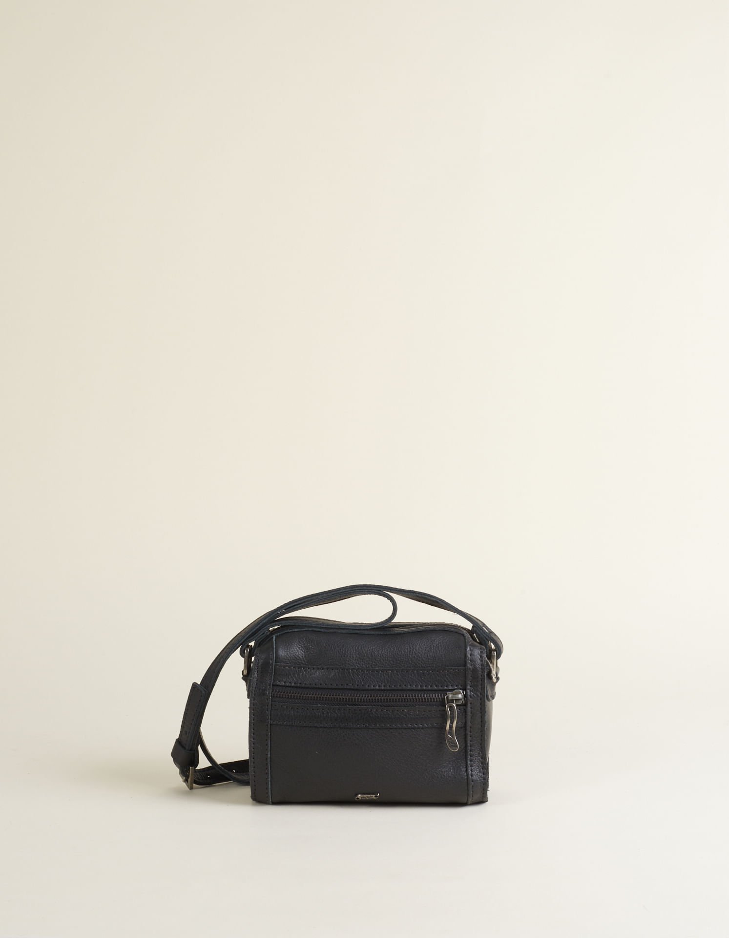 Bolsa Pequena Couro Zíper - Preto Preto 1