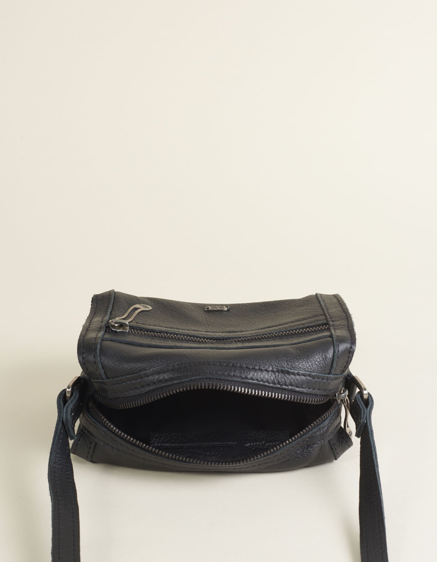 Bolsa Pequena Couro Zíper - Preto Preto 3