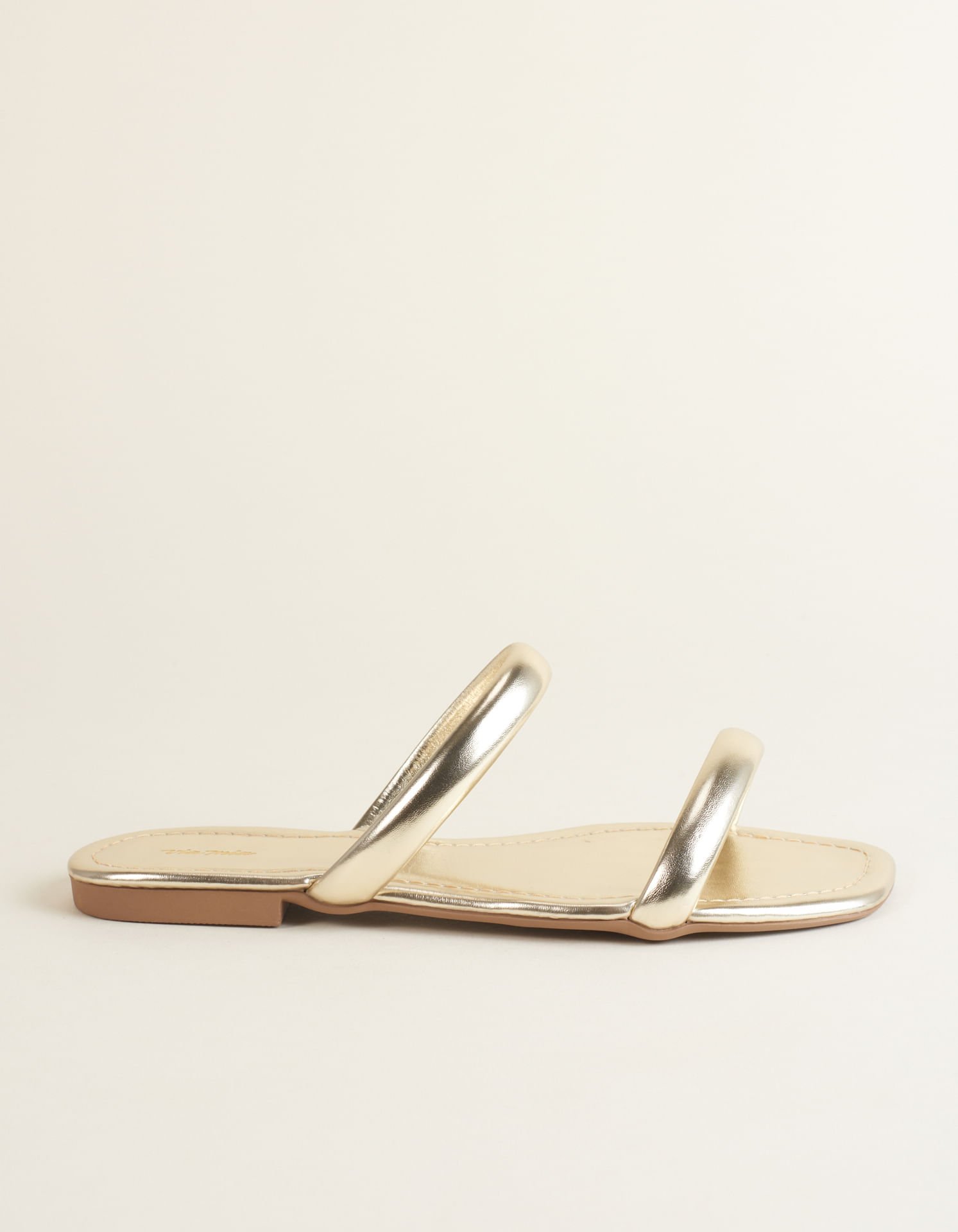 Rasteira Duas Tiras Via Mia - Ouro Dourado 2