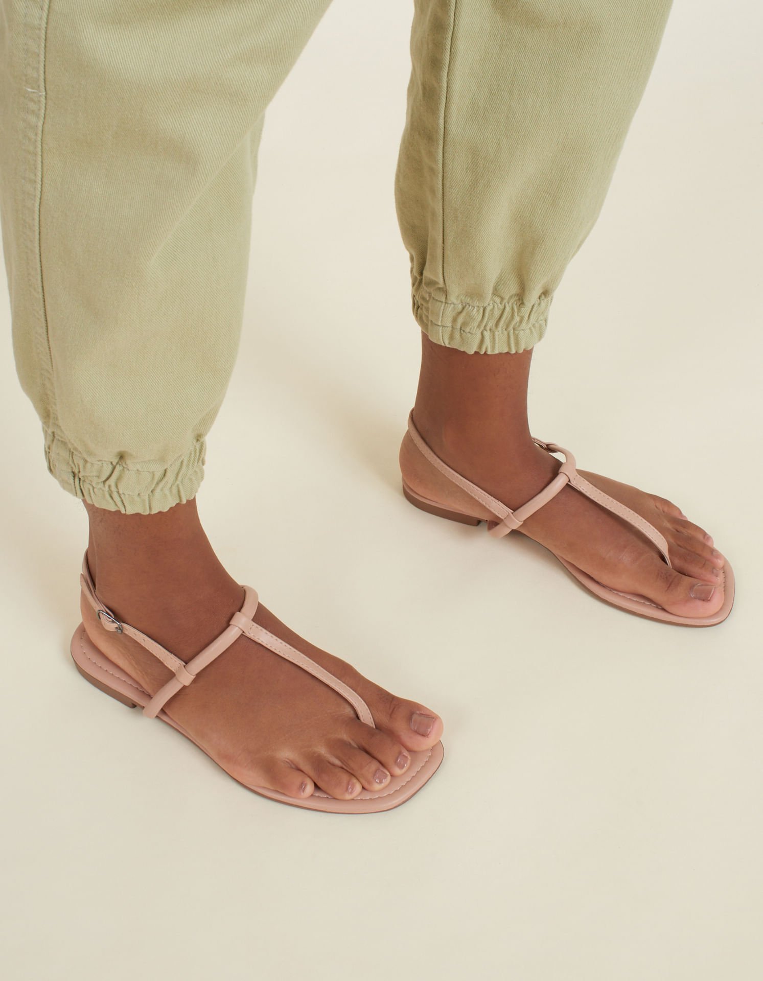 Rasteira Tiras Finas Via Mia - Areia Bege 3