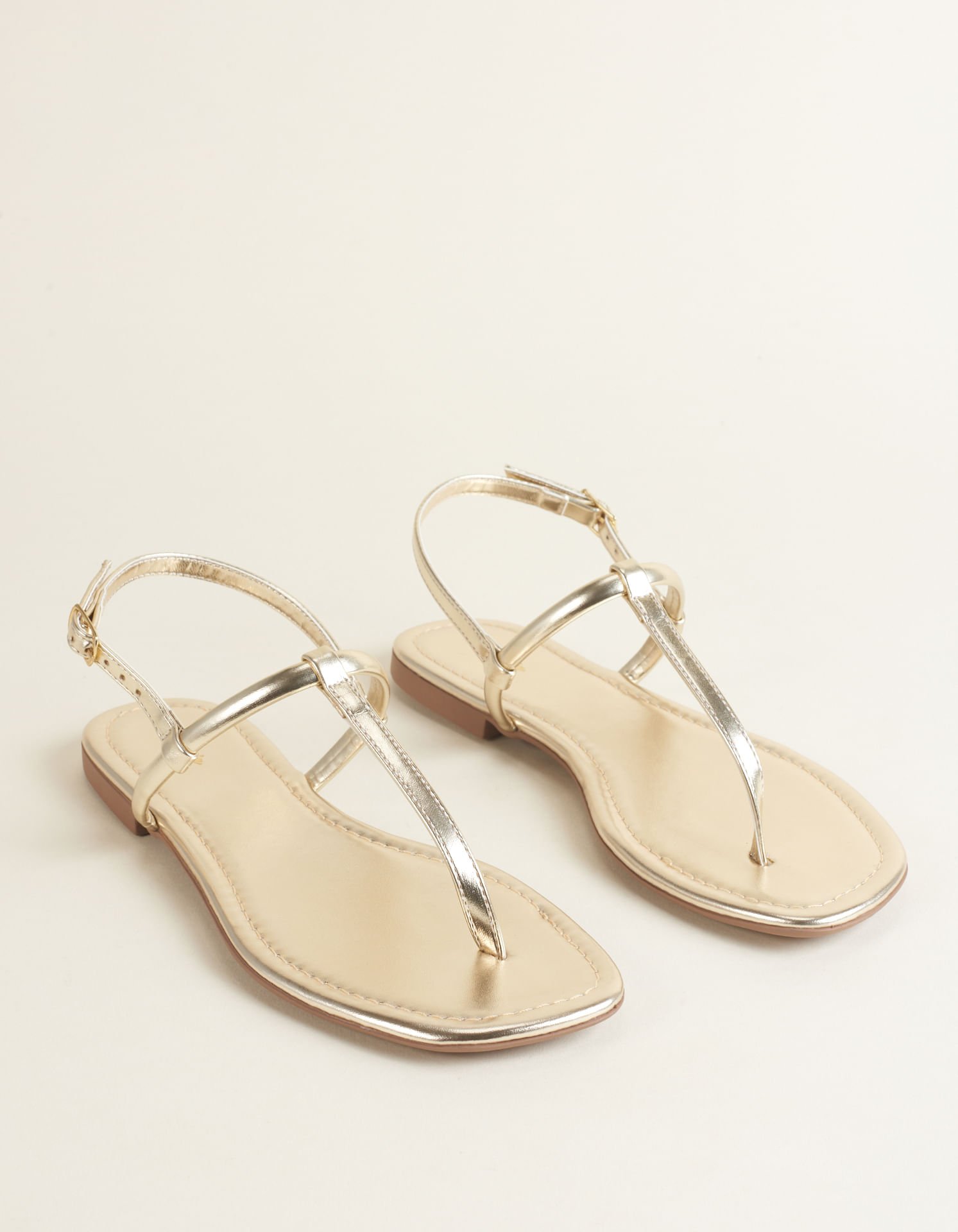 Rasteira Tiras Finas Via Mia - Ouro Dourado 1