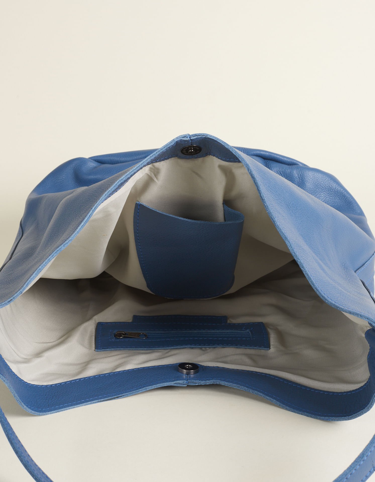 Bolsa Grande Couro Via Mia - Jeans Azul 3